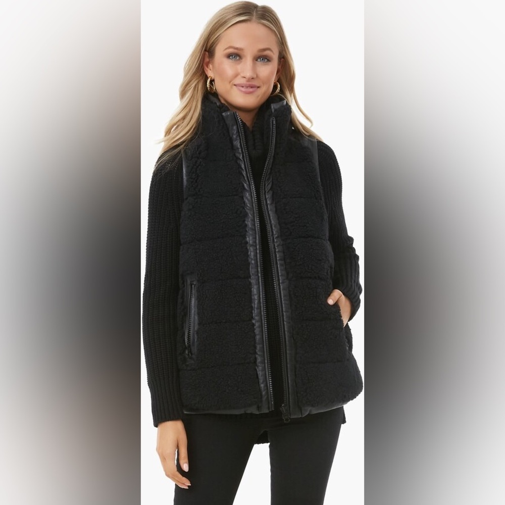 Tuckernuck Black Leather and Shearling Reversible Beckham Vest
